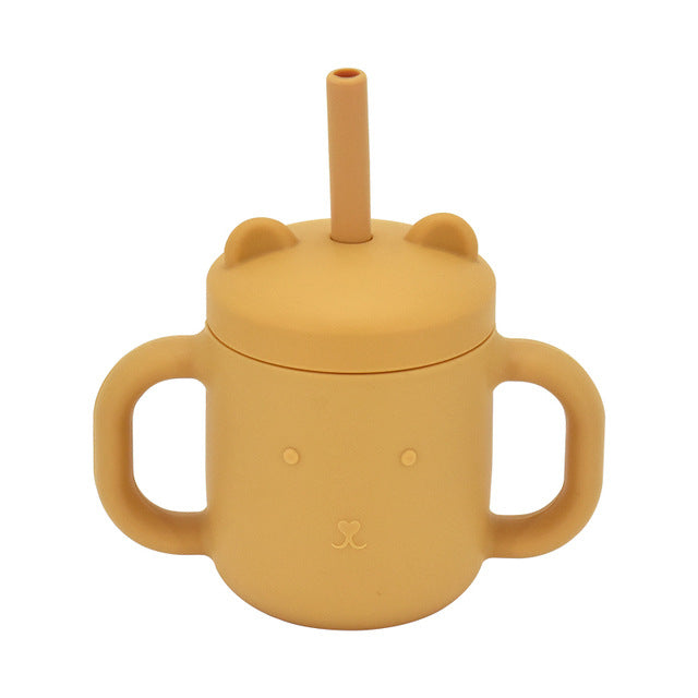 Silicone Children's Straw Straight Tube Leak-proof Shatter Proof Baby Drink Learning Cup Training Suction Cup